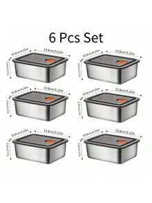 1-7pcs Stainless Steel Food Storage Containers With Flip Lids, Leakproof & Stackable, Suitable For Outdoor Camping, Home Parties, Office And School - Black - View 12