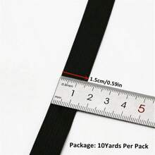 لفة (2-5) ياردة بالحزمة بحزام مرن منسوج بعرض 1.5/2/2.5/3/4/5 سم باللونين الأبيض والأسود، حزام مطاطي لخياطة الملابس والتفصيل وخياطة الألسنة والأشرطة