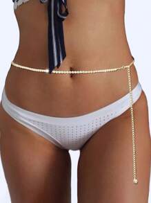 1 Pc Women's Summer Beach Rhinestone Waist Chain, Sexy Versatile Bikini Body Chain, Suitable For Beach Vacation, Summer Party Summer, School