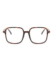 1 Pair Women Leopard Print Square PC Frame Personalized Large Frame Retro Fashionable Casual Optical Glasses