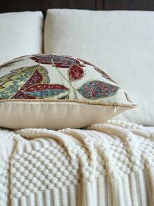 1pc Jacquard Decorative Cushion Cover (No Insert), Modern Floral Jacquard Throw Pillow Case, Suitable For Home, Sofa, Bed Decoration Throughout The Year, Spring/Summer/Autumn/Winter - Multicolor - View 5
