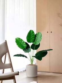85cm-115cm Large Artificial Plants Bird Of Paradise Tree Tropical Fake Banana Leaves Big Size Plants Leaves Plastic Palm Plants Real Touch Tree Foliage For Home Garden Decoration Without Pot 1pc