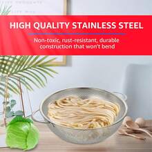 1 pieza Cesta de drenaje multiusos de acero inoxidable con asa, colador de cocina apilable para escurrir pasta, frutas y verduras, artículos de cocina para una eficiencia de cocina óptima con estilos acogedores de otoño e invierno - Plateado - Ver 6