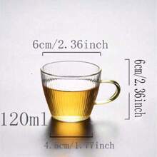 2/4/6/12pcs Set Striped Coffee Cups, Suitable For Mall, Office, With Handle Glass Espresso Cups - Vertical Stripe Design, Hammered Texture, Mini Tea/Coffee Cups For Home And Restaurant