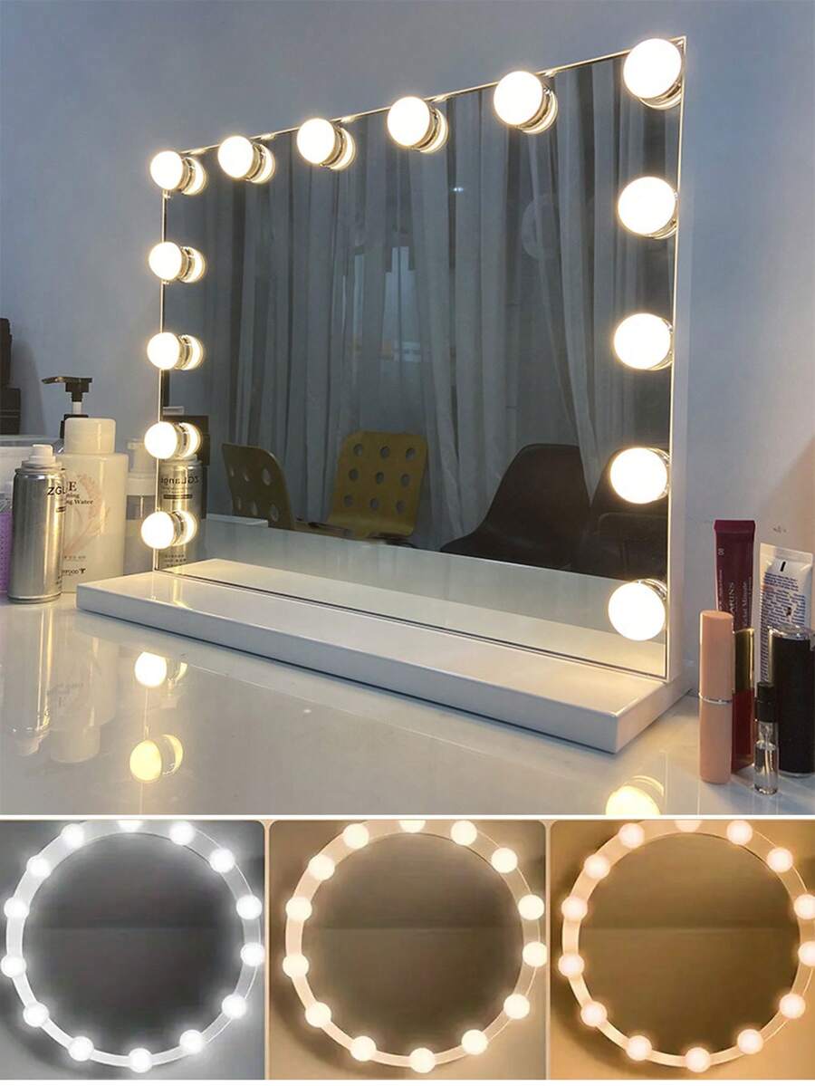 1pc 4/6/8/12/14 LED Dimmable Vanity Lights, No Mirror Included, USB Powered, Plastic Material, Makeup Mirror Lamp, Adjustable Lights, No Drill Makeup Vanity Lamp, Suitable For Vanity, Makeup Mirrors, Home Decor And Various Mirror Decoration