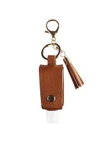 1pc Leather Material No-Rinse Hand Sanitizer Holder, Keychain No-Rinse Hand Sanitizer Holder, Portable Travel No-Rinse Hand Sanitizer Holder With Clip, Travel Essential, Back To School Supplies - Multicolor - View 16