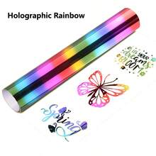 8 Colors Holographic Heat Transfer Vinyl, 30.4X50CM/12'' X19.6'', Glossy Rainbow Permanent Vinyl Metallic Foil HTV Vinyl Roll For T-Shirts, Bag, Home Decal, Window, Clothing, Holiday Party Decal, Chrome Iron On Vinyl, Easy To & Transfer - Multicolor - View 18