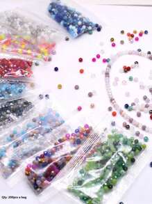 200 piezas de cuentas redondas de vidrio verde de 4mm para hacer joyas y manualidades DIY