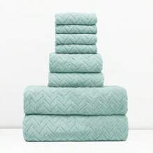 8pcs Wheat Coral Fleece Towel Set, Includes 2 Bath Towels, 2 Face Towels And 4 Hand Towels, Soft Skin-Friendly Quick Dry Absorbent Bathroom & Kitchen Towel Set Back To SchoolFor Beauty Salon Home Bathroom
