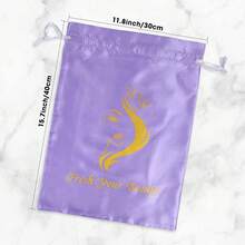 6PK Satin Wig Bags With Drawstring - Silk Hair Storage Bags Multiple Wigs, Bundles, Extensions (Pink) - Purple - View 3