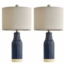 Yokila White Ceramic Table Lamps Set Of 2 For Living Room Bedroom 23.25" Modern Bedside Nightstand Lamps - xanh-2 - Xem 10