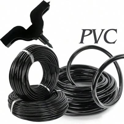 花园浇水 4/7 毫米软管 PVC 微灌溉管 1/4 英寸管道灌溉滴灌系统喷水管适用于温室盆景，适用于家庭、庭院、草坪、景观美化、露台、植物、花卉、花园浇水管，配有开孔器