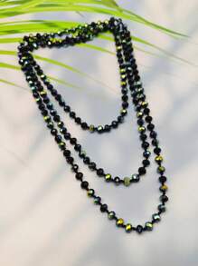 1pc 1.5m Long Crystal Beads Knotted Multi-Layer Simple Daily Wear Necklace For Women