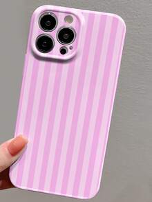 1 pieza Funda dura para teléfono con patrón de rayas minimalista, perforada y con acabado brillante de piel sintética, compatible con iPhone 11/12/13/14/15/16 Pro Max, resistente al agua, a los golpes y a los arañazos, versión internacional, no la versión nacional - Multicolor - Ver 5