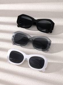 3pcs Women Geometric Frame Black, White, Grey Fashionable Eyeglasses Set
