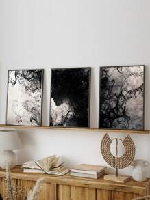 3Pcs/Set, Optional Frame, High Quality Print Painting, Modern Style, Black And White, Abstract, Portrait, Texture, Wall Art Poster, Home Decoration, Suitable For Living Room, Sofa, Bed, Hallway, Bedroom, Bathroom, Office, Perfect Art Gift ,Wall Art With Frame