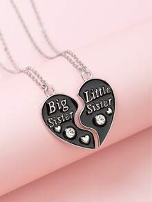 2入組大姐姐小妹妹BFF吊墜項鍊（適合女孩和女士），適合作為生日禮物、姐妹禮物、姐妹情項鍊
