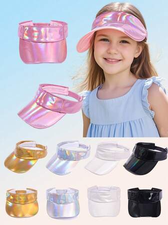 1 pieza Sombrero de sol de verano para niñas, sombrero de playa de ala ancha con protección UV, con Top con corte láser