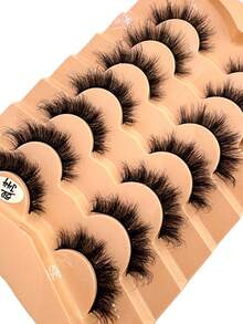 HBZGTLAD 7pcs/Pack Thick & Natural Look False Eyelashes, Includes Cat Eye, Wispy, Flare Styles, Giving Lashes A Fanned Out 3D Fluffy Russian Doll Effect For Natural Extension - Black - View 3