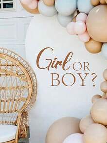 1 Pc "GIrl OR Boy" Pvc Wall Sticker Baby Shower Decal Logo Gender Reveal Party Wall Arch Decoration Stickers Party Self-Adhesive Removable Sticker Logo Baby Room Decoration Stuff - Multicolor - View 1