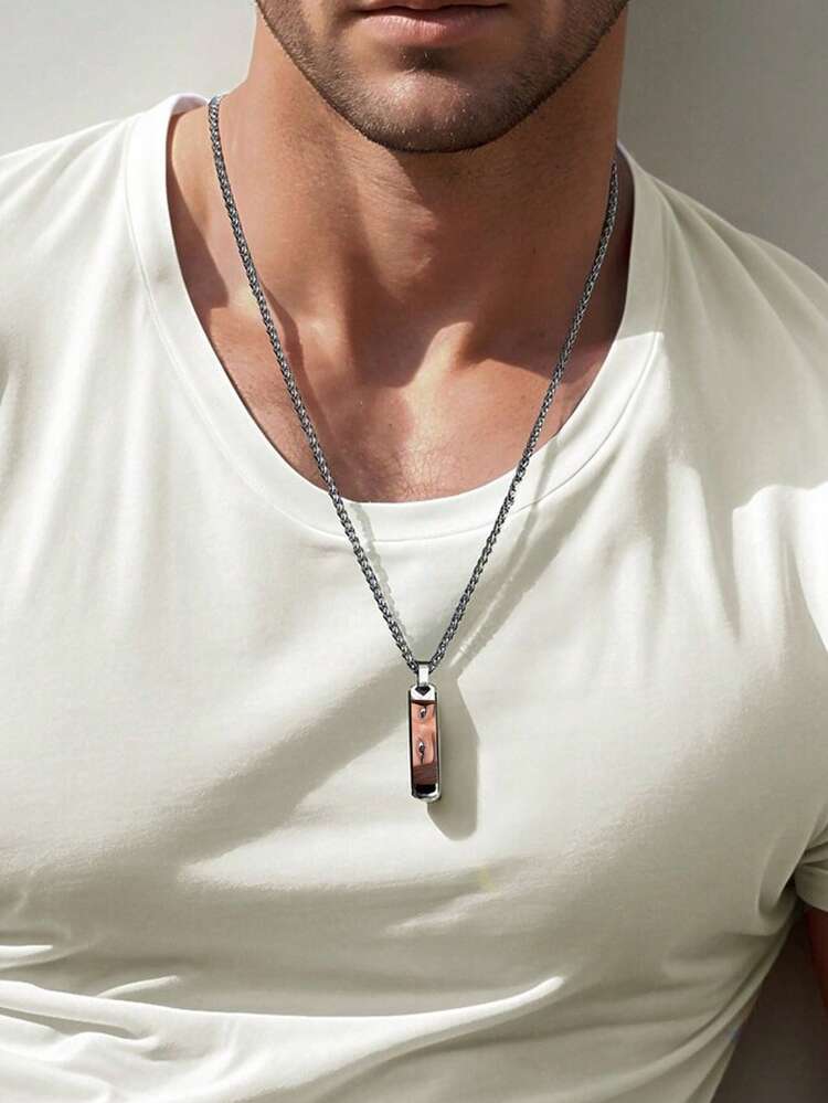 1件定制情侣眼睛照片项链，激光雕刻眼睛照片和名字吊坠项链，定制激光字母情侣项链，不锈钢方形珍珠男士照片项链，情侣礼物，送给男朋友/女朋友的礼物 - 彩色照片項鍊 - 查看 10