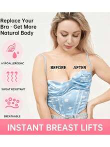 1 卷胸部胶带，使用身体胶带和花瓣露背乳头贴套装提升和紧致您的乳房 - 透气乳房提升胶带，适合 A-E 杯大乳房！ - 彩色 - 查看 7