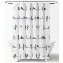 New Lush Decor Rowley Birds Shower Curtain, 72\U201d W X 72\U201d L, Blue & Gray - Colorful Floral Bird Pattern - Whimsical & Playful Bird Shower Curtain - Farmhouse, Coastal, & Boho Bathroom Decor - 藍色和灰色/棕色. 72 英吋寬 x 72 英吋長(1 包) - 查看 1