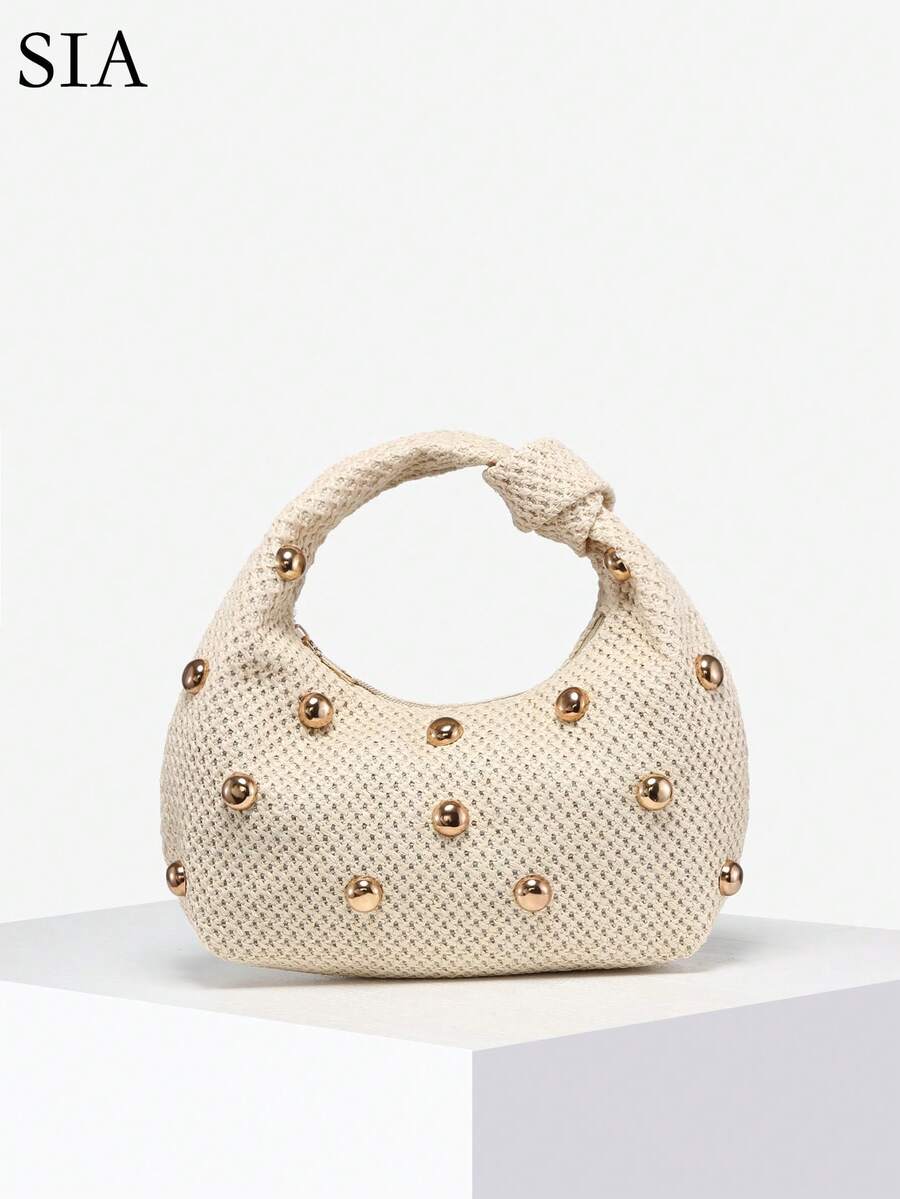 1 pièce Sac à main vintage simple et décontracté en suède rouge Angola avec imprimé léopard, style bohème hippie, crochet ajouré, coquillage océanique,. Convient pour les sorties, les rendez-vous, les déplacements, s'assortit parfaitement aux tenues d'automne pour femmes - Nude - Voir 1