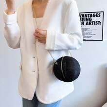 Runde Abendtasche mit Paillettendekor, Handtasche, Glitzer-Kettentasche für Party und Hochzeit - Schwarz - Übersicht 7