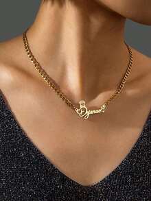 1 peça de colar, pulseira e conjunto de brincos com letras vazadas personalizados faça você mesmo, presente de aniversário, pulseira com pingentes ajustáveis, conjunto de brincos para menino e menina, presente de aniversário de batismo, aço inoxidável, conjunto de joias de aço inoxidável banhado a ouro 18k, incluindo caixa de presente requintada de alta qualidade, família, entes queridos, dia das mães, presentes de feriado - Ouro - Ver 4