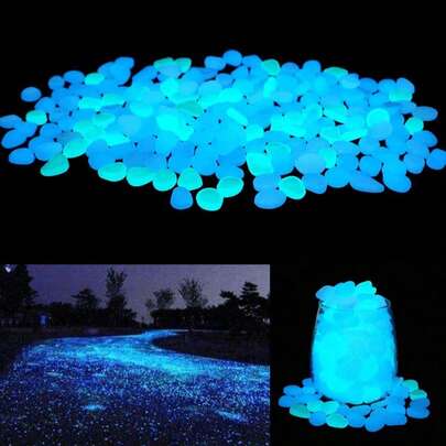 500/300pcs 2025 New Luminous Stones, Glow In The Dark Stones, Garden Decor Accessories, Micro Landscape, Fish Tank Decor, Outdoor Yard Lawn Set; 200/100pcs Glow In The Dark Pebbles, Vase Filler, Yard And Walkway Decor, DIY Luminous Stones