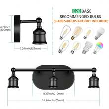 3-Lights Bathroom Light Fixtures E26,Vintage Wall Mount Light Fixture,Black Modern Vanity Lights, Bathroom Wall Lamp(Excluding Light Bulbs) - màu đen - Xem 2