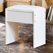 Favourite Gift NEW Dressing Table Stool Makeup Bench Chair Soft Padded Seat Vanity Chair White - White - View 7