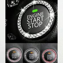 Car Interior Decoration Emblem Sticker, Bling Car Crystal Rhinestone Ring Accessories For Women, Automotive Parts Start Engine Ignition Button & Key Ignition Starter & Knob Ring,Bling Car Crystal Rhinestone Ring Emblem Sticker