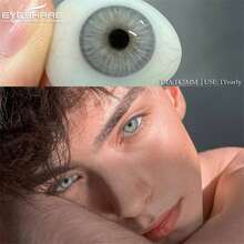 Eyeshare 1 副彩色隐形眼镜灰色瞳孔镜片时尚蓝色眼镜片彩色瞳孔适合眼睛绿色镜片棕色眼镜隐形眼镜，舒适自然的化妆镜片适合婚礼情人节礼物 1 年使用万圣节服装角色扮演 - 灰色 - 查看 4