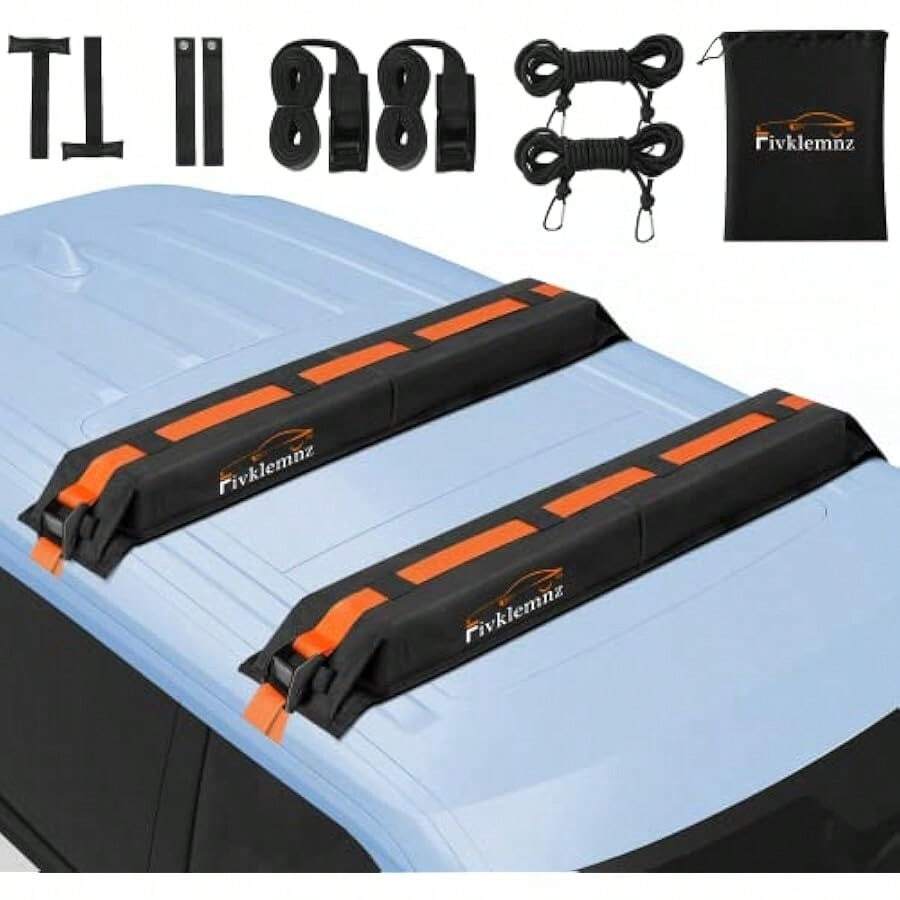 Soft Roof Rack Pads Universal Car Rooftop Lage Carrier Capacity Load 176lb For Kayak Surfboard  Canoe With Tie Down Strap PP Rope Quick Loop Strap And Storage Bag - as pic - View 1