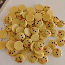 10/30/50 件黄色笑脸和心形树脂工艺装饰，笑脸带心形，适用于 DIY 珠宝、手机壳、发饰和手工装饰 - 黃色 - 查看 7