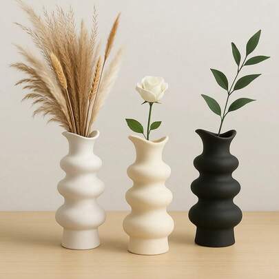 1个波浪形花瓶，简约家居装饰，适合摆放在桌面、客厅或玄关，精美花瓶，适合夏季装饰、乔迁或生日礼物