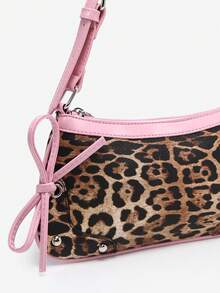 1 件复古蝴蝶结装饰单肩腋下法棍包，适合约会、街头装扮、派对