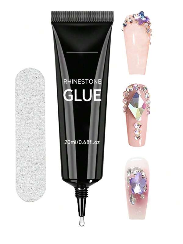 20ml Colla per Unghie con Strass e Applicazione, Colla per Gel Unghie Super Forte per Decorazioni 3D, Glitter e Gemme per arte di unghie, Necessita di Lampada UV/LED, Idea Regalo