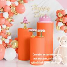 3pcs Dessert Bucket Cylinder Pedestal Stand Set, Flexible Cylinder Pedestal Stand For Party, Wedding Or Birthday Decoration, Autumn Decoration (Cylinder Tablecloth Only Included) - Multicolor - View 18