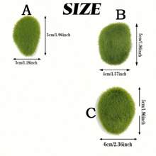 10pcs Artificial Moss Balls, Microfiber Faux Greenery Decorative Stones For Home Decor, Vase & Table Accents, Planter Embellishments, Wedding & Party Decor, No Container Included, Event Decor | Green Decorative Stones | Realistic Faux Moss