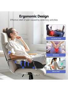 Seat Cushion, Memory Foam Cushion For Office Chair, X Large Desk Chair Cushions, Pad Pillow Seat Cushion For Tailbone Pain Relief & Pressure Relief Sciatica For Long Sitting - Black - View 9