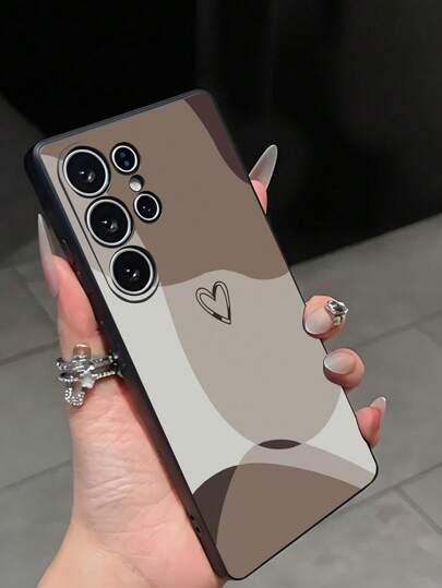 غطاء هاتف بلوك اللون بشكل قلب مقاوم للصدمات ومانع للانزلاق باللون الأسود متوافق مع Galaxy A04e/A05s/A13/A14/A15/A34/A35/A50/A52/A53/A54/S21/S22/S23/S24/S25/S25Ultra/24fe مقاوم للماء ومقاوم للخدش ومقاوم للسقوط