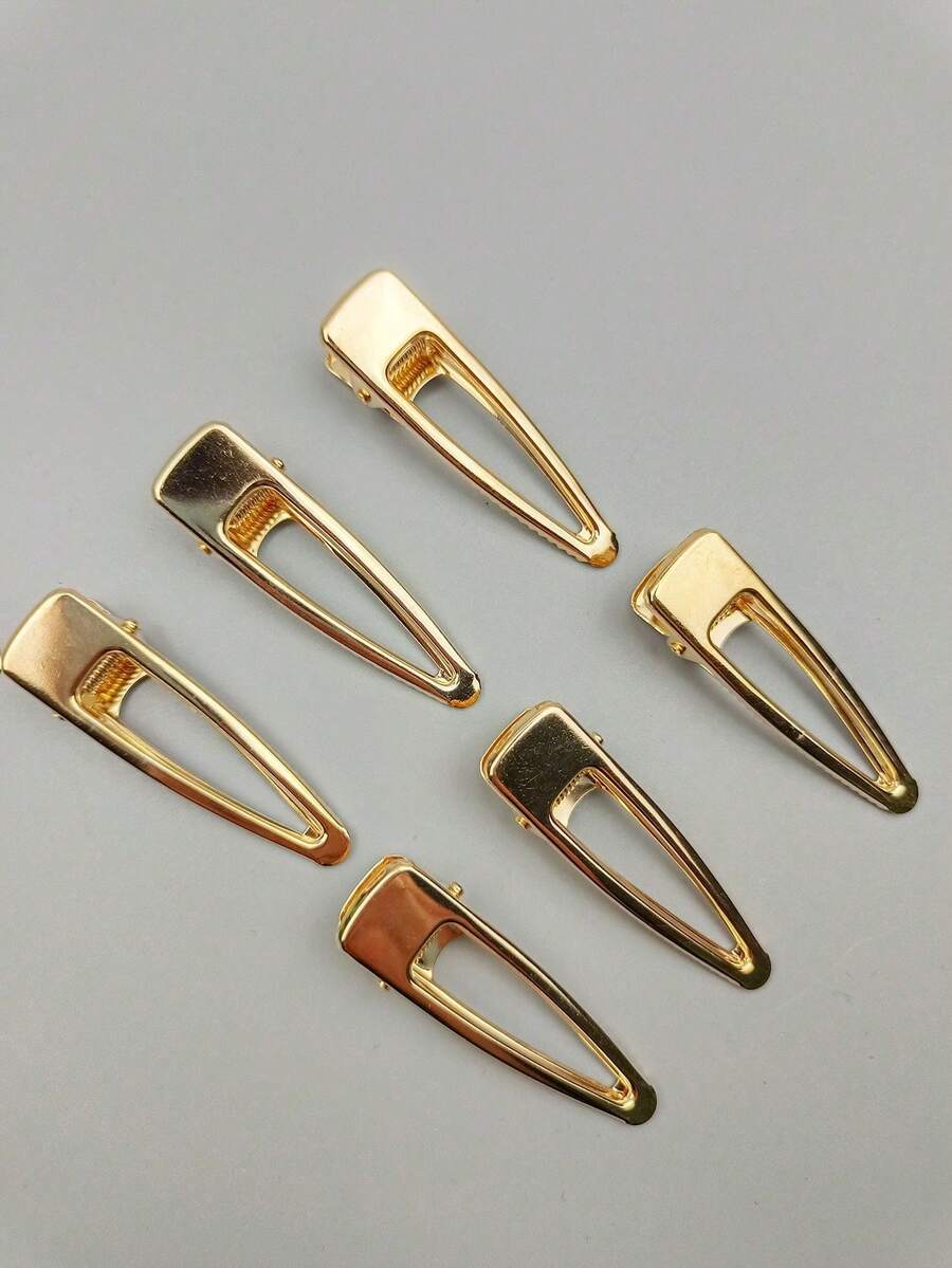 6 件装多功能简约镂空泪珠发夹，金色爪夹发夹发夹 - 金色 - 查看 1