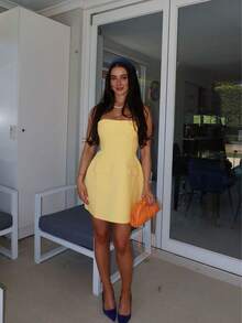 Robe fourreau en couleur unie, décontracté, élégante, pour la rue et les déplacements, sexy, pour mariage et soirée, adaptée au printemps/été