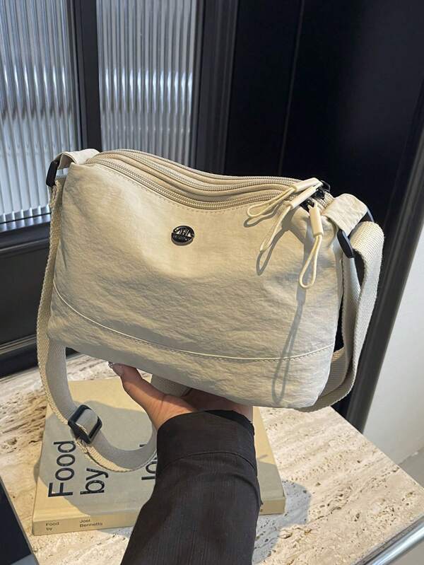 Women's Casual Commuter Tote Bag, Solid Color Multi-Pocket Large Capacity Shoulder Bag And Crossbody Bag