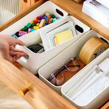 12/6pcs Set Of Stackable Plastic Storage Boxes With Handles - A Universal Organizing Tool For Office, Home And Wardrobe. Strong And Durable, Suitable For Stationery, Beauty Products, Socks, Underwear And Other Items. Adopt A Space-Saving Drawer Design, In The Form Of Baskets, Boxes, Containers, Etc., To Help Home Efficient Storage