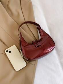 Women's Unique Design Crescent Moon Handbag, Small Underarm Shoulder Mirror Bag, & Versatile