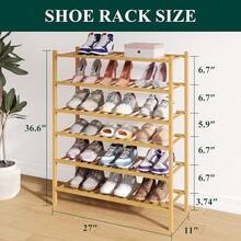 Shoe Rack Closet, 3 Tier Wooden Stackable Shoe Organizer, Standing Shoes Storage Shelf Entryway, Front Door Entrance, Natural - 自然的 - 查看 2